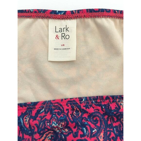 Lark & Ro Women's String Bikini BOTTOM - Paisley Navy Pink - Gold Cap - Sz Large - Picture 4 of 4